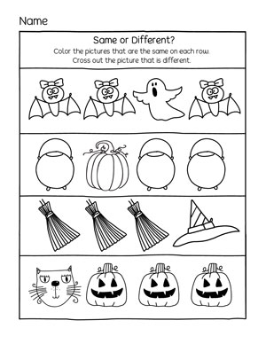 Preschool Halloween Math Worksheets Shapes Counting Numbers 