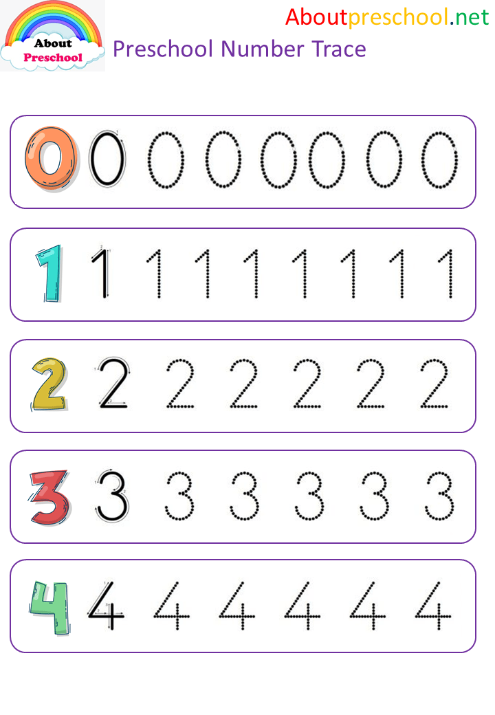 Preschool Number Trace Worksheet About Preschool