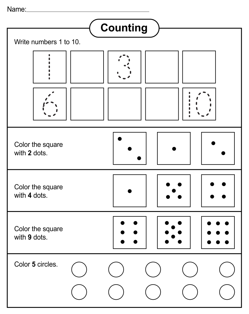 preschool number worksheets 1 10