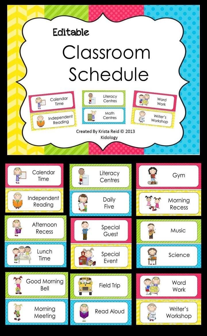 printable preschool schedule cards