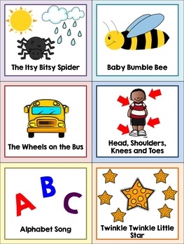 Preschool Song Cards By Listening Fun Teachers Pay Teachers