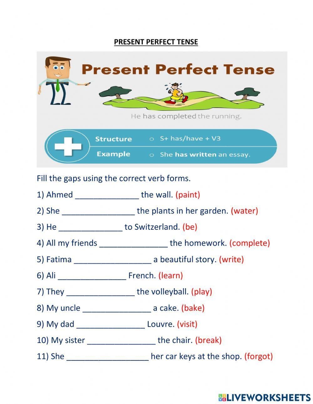 Present Perfect Tense Deenashameer Live Worksheets Worksheets Library