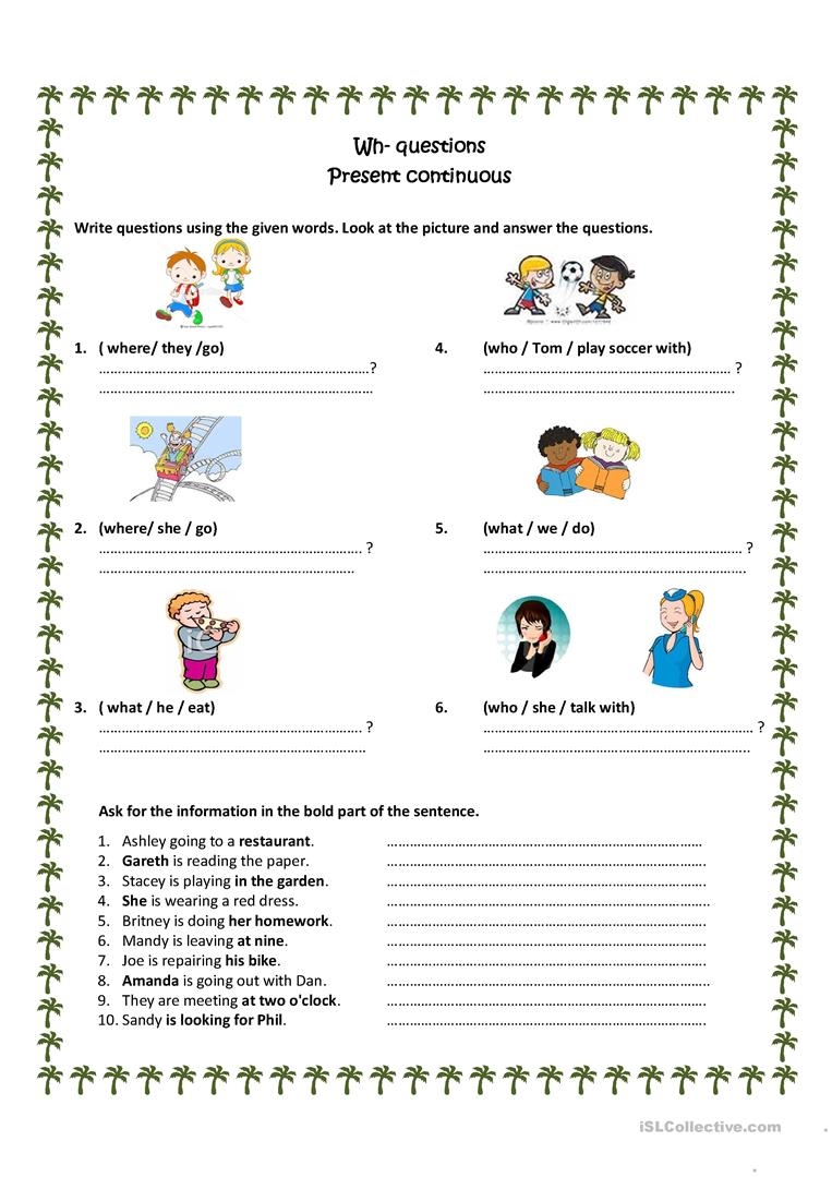 present progressive worksheets