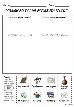 Primary Secondary Sources Worksheet Worksheets Library