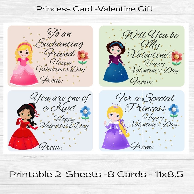 printable princess valentine cards