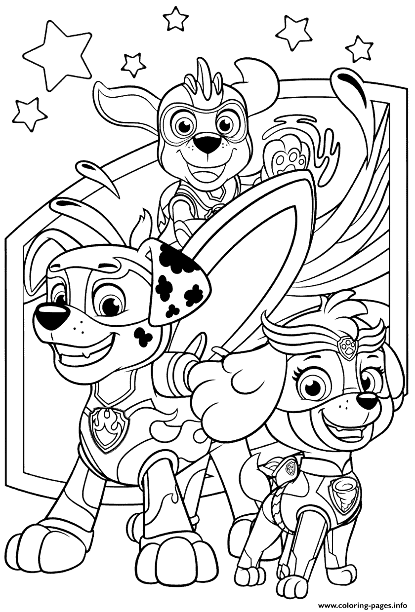Print PAW Patrol Mighty Pups Coloring Page Printable