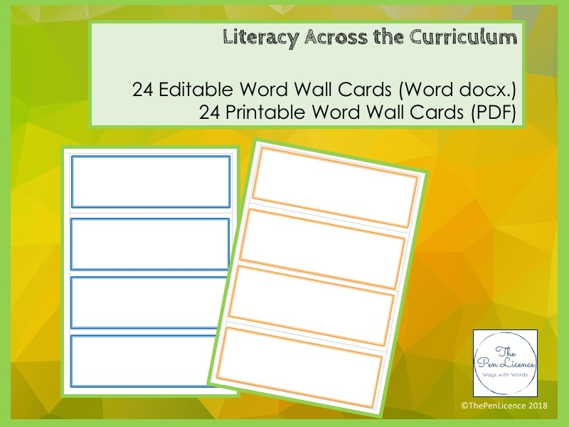 Printable And Editable Word Wall Cards Teaching Resources