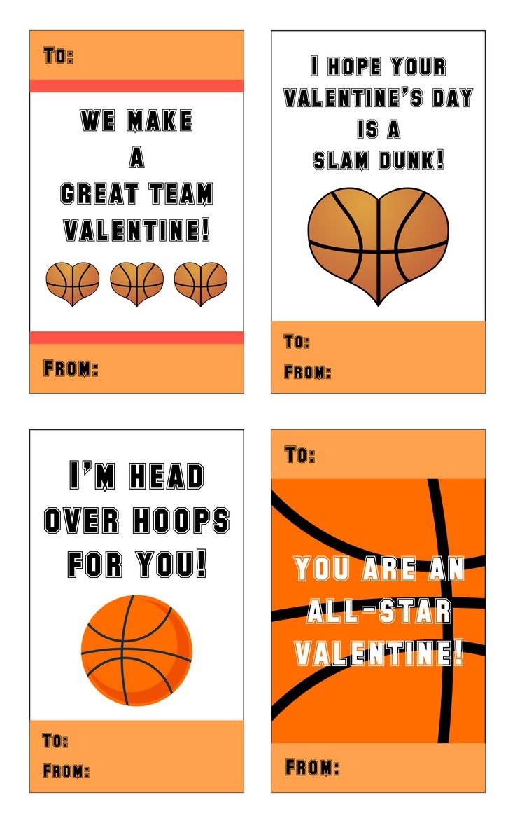 Printable Basketball Valentines In 2025 Valentines Printables Free