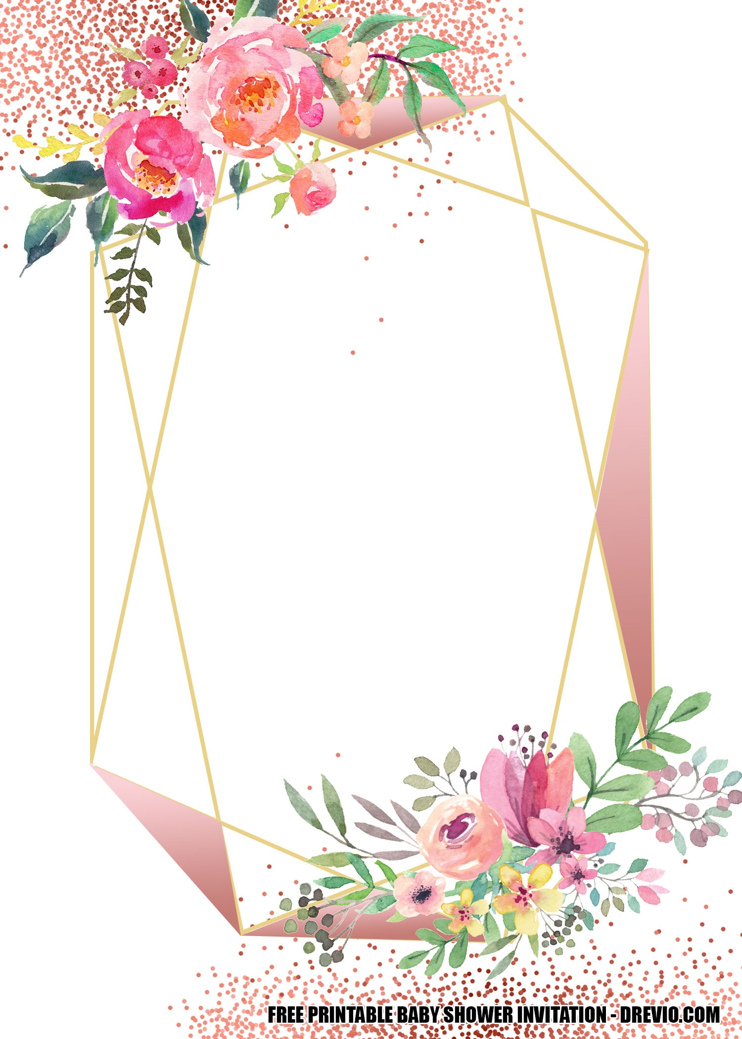 Printable Blank Rose Gold Invitation Template Printable Templates