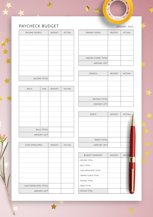 Printable Budget Templates Download PDF A4 A5 Letter Size 