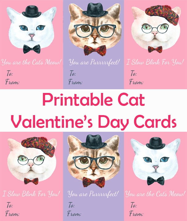 printable valentines cards cats