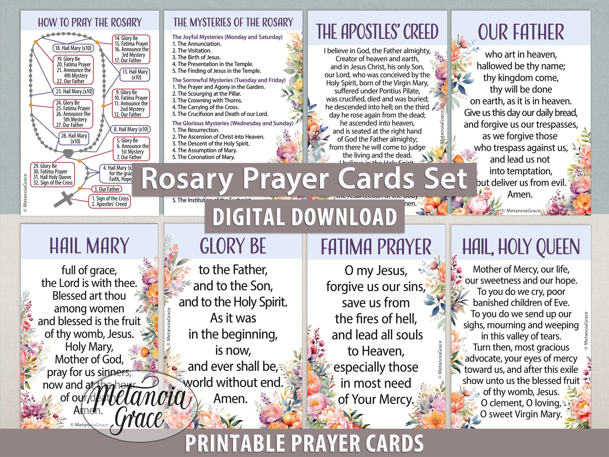 printable rosary prayer card