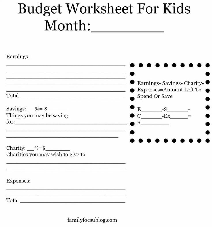 Printable Children s Budget Worksheet Budgeting Worksheets