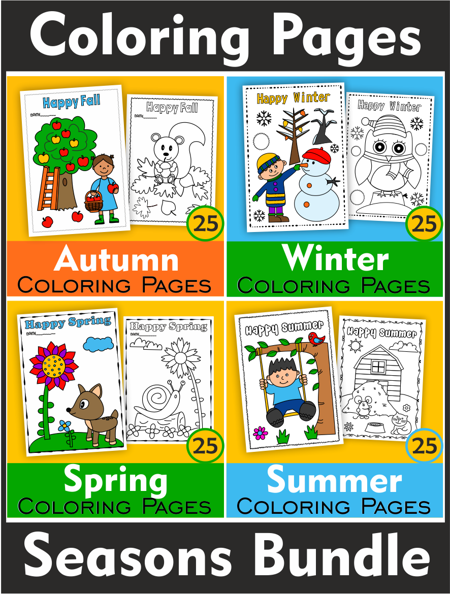Printable Coloring Pages For Kids Seasons Bundle