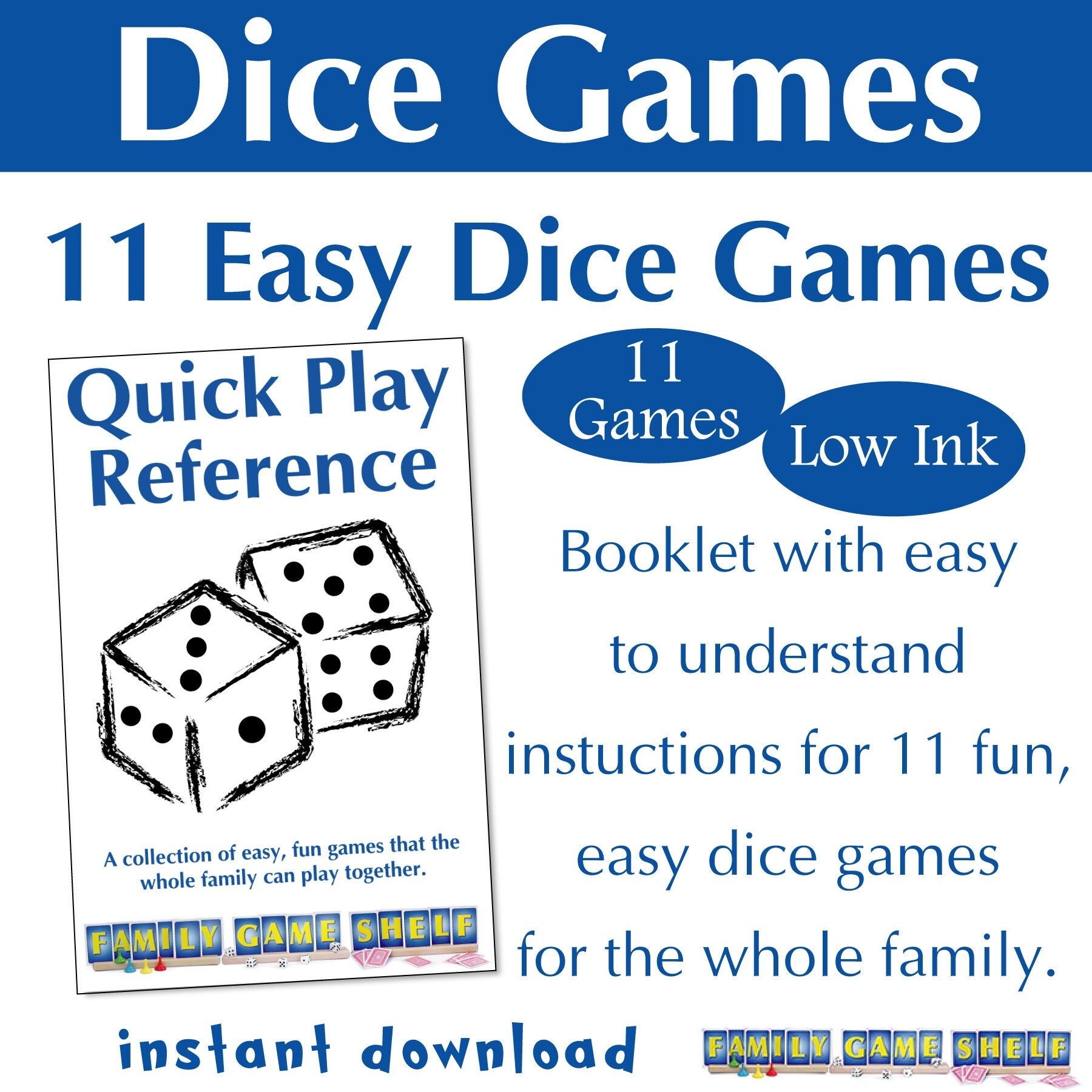 Printable Dice Game Rules Booklet For Family Game Night Etsy