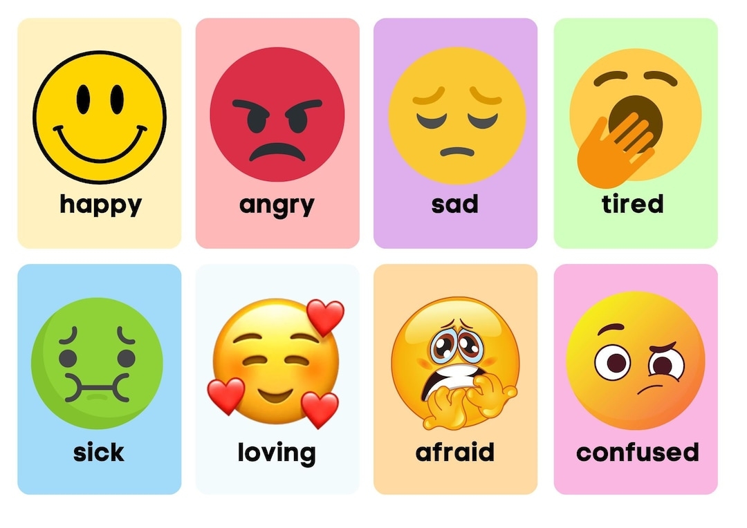 Printable Emoji Emotions And Feelings Flashcards For Kids Emoji