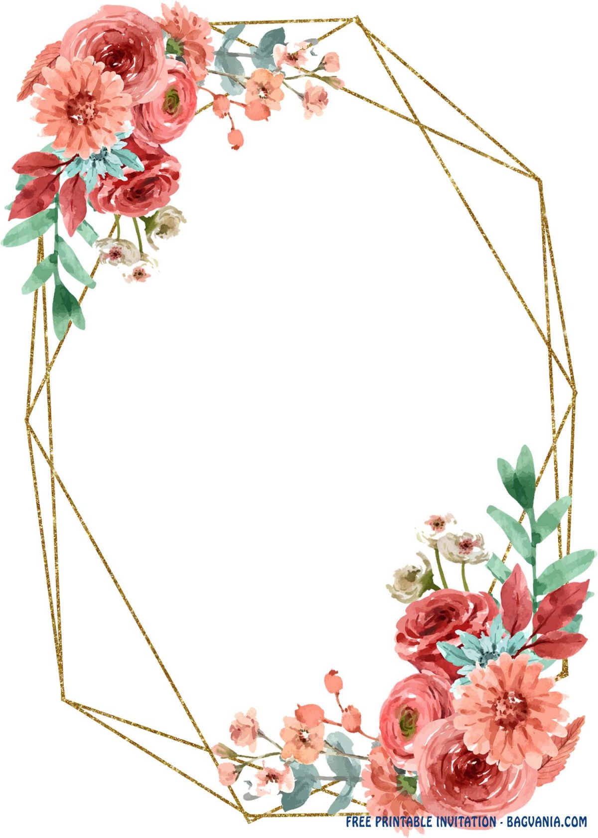 floral blank invitation template