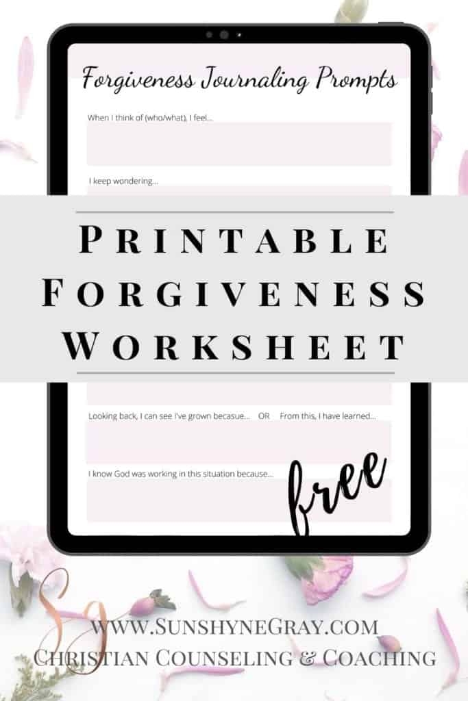 Printable Forgiveness Worksheet Christian Counseling