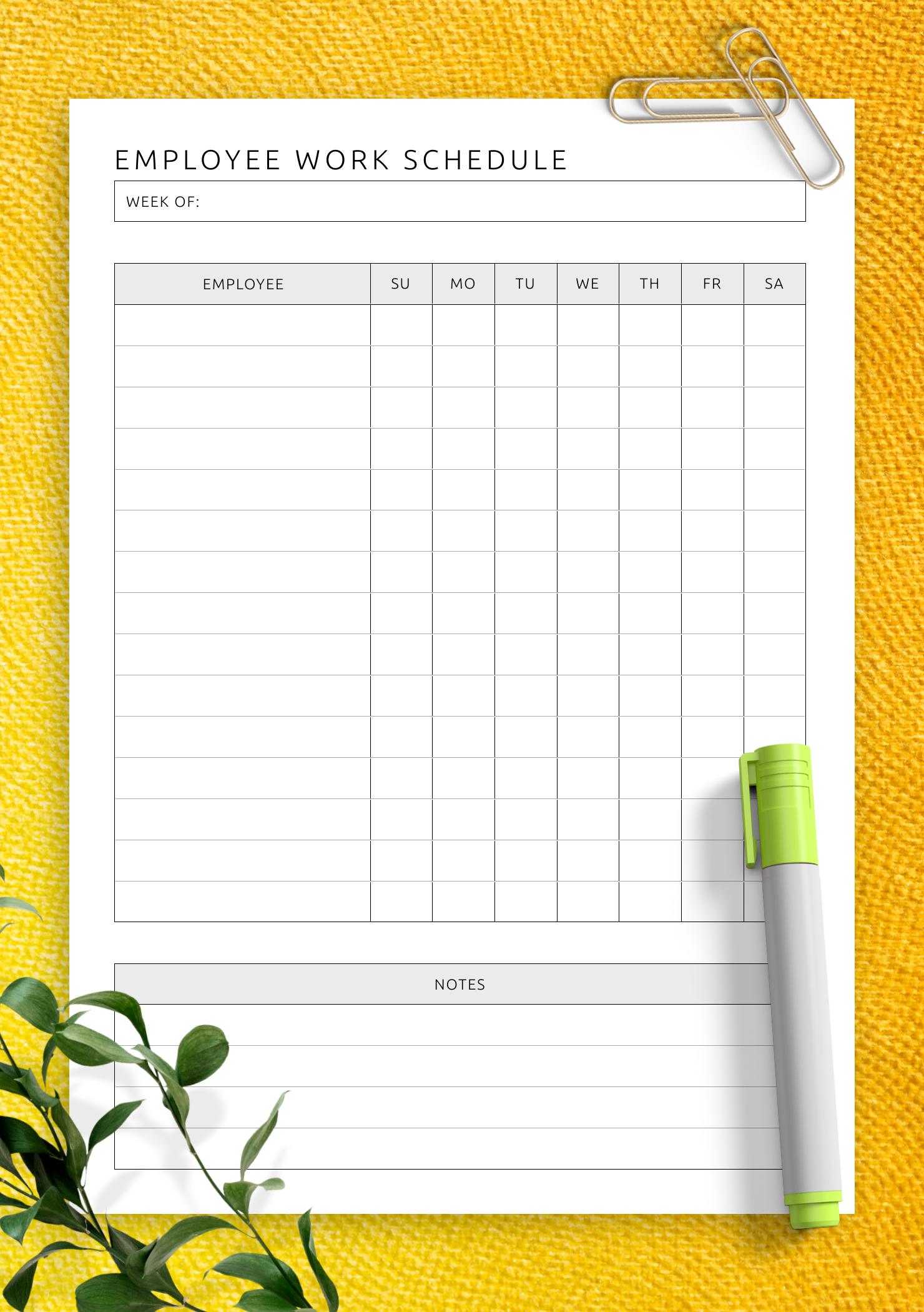 Printable Free Weekly Employee Work Schedule Template Boolcr