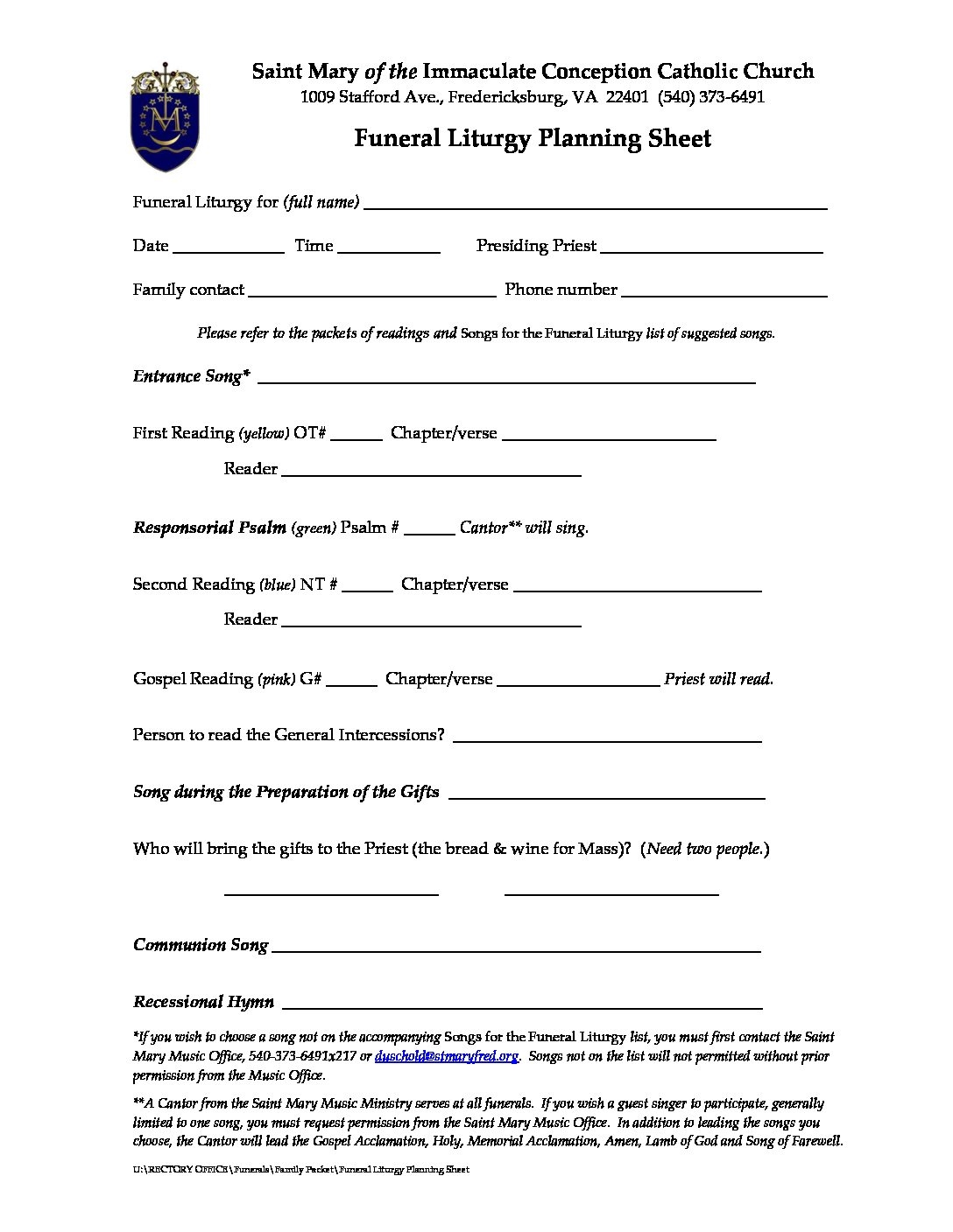 Printable Funeral Pre Planning Worksheet Printable Word Searches