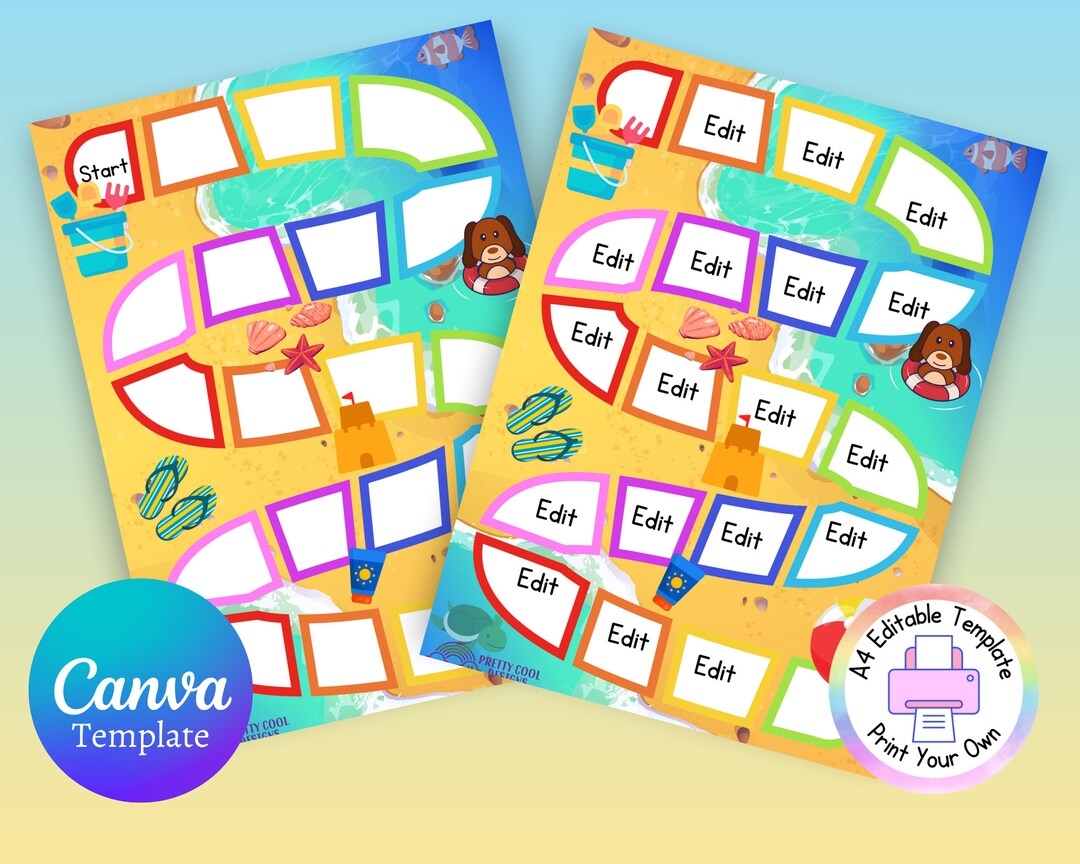 Printable Game Board Template Editable Activity Printable Canva PDF JPG