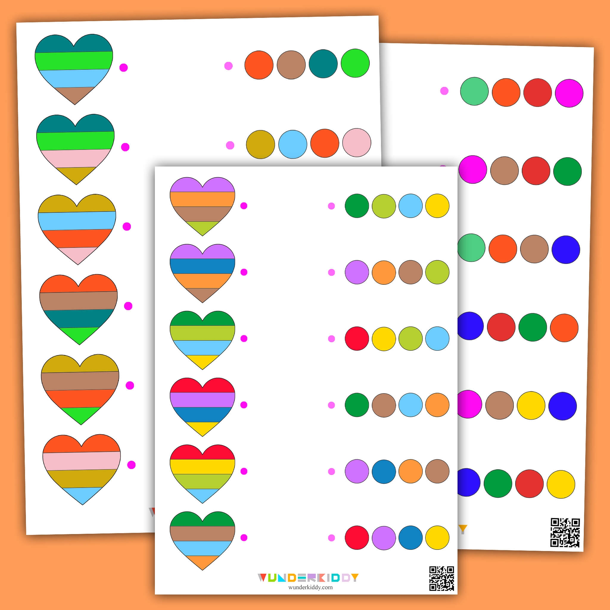 Printable Heart Color Code Matching Worksheet For Preschool