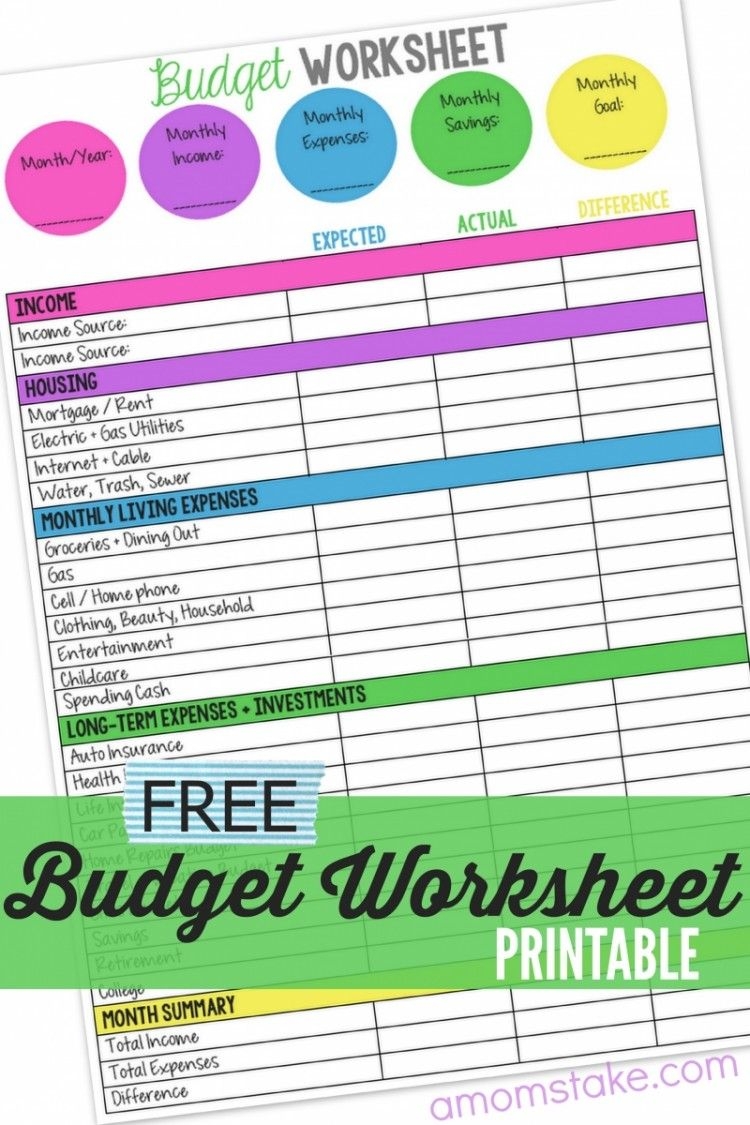 Printable Household Budget Worksheet