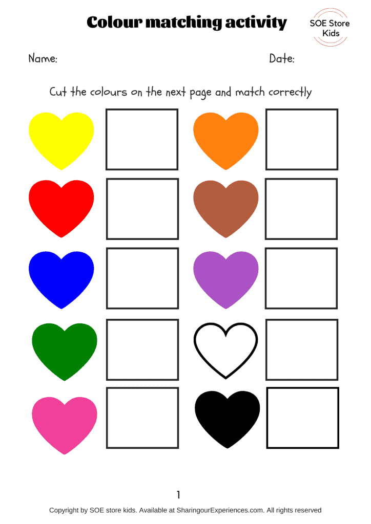 free printable color matching activities for toddlers