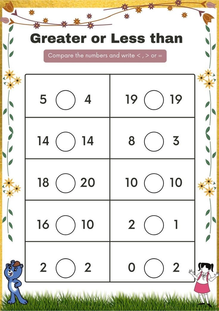 Printable Math Worksheet Bundle For Greater Than Lesser Than And Equal To