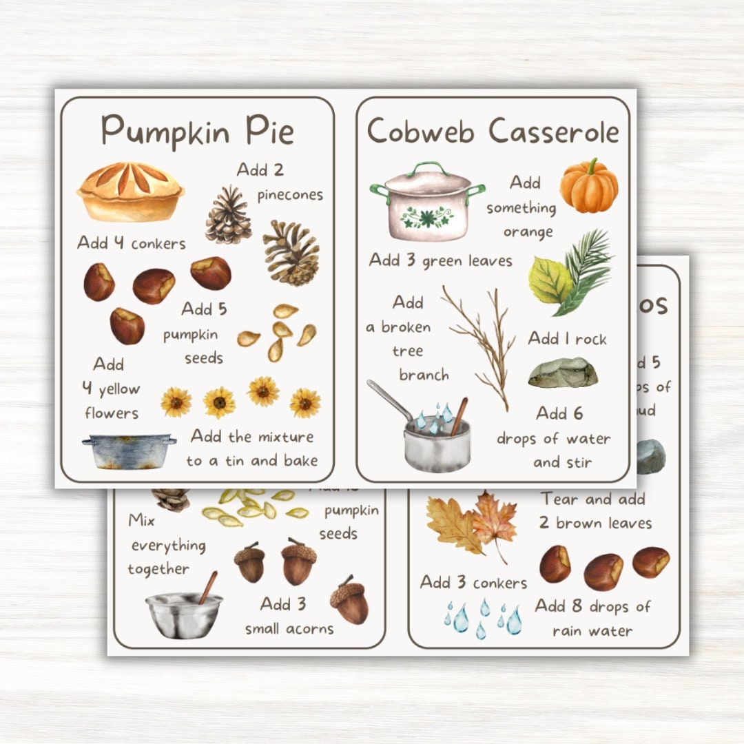 printable mud kitchen recipe cards