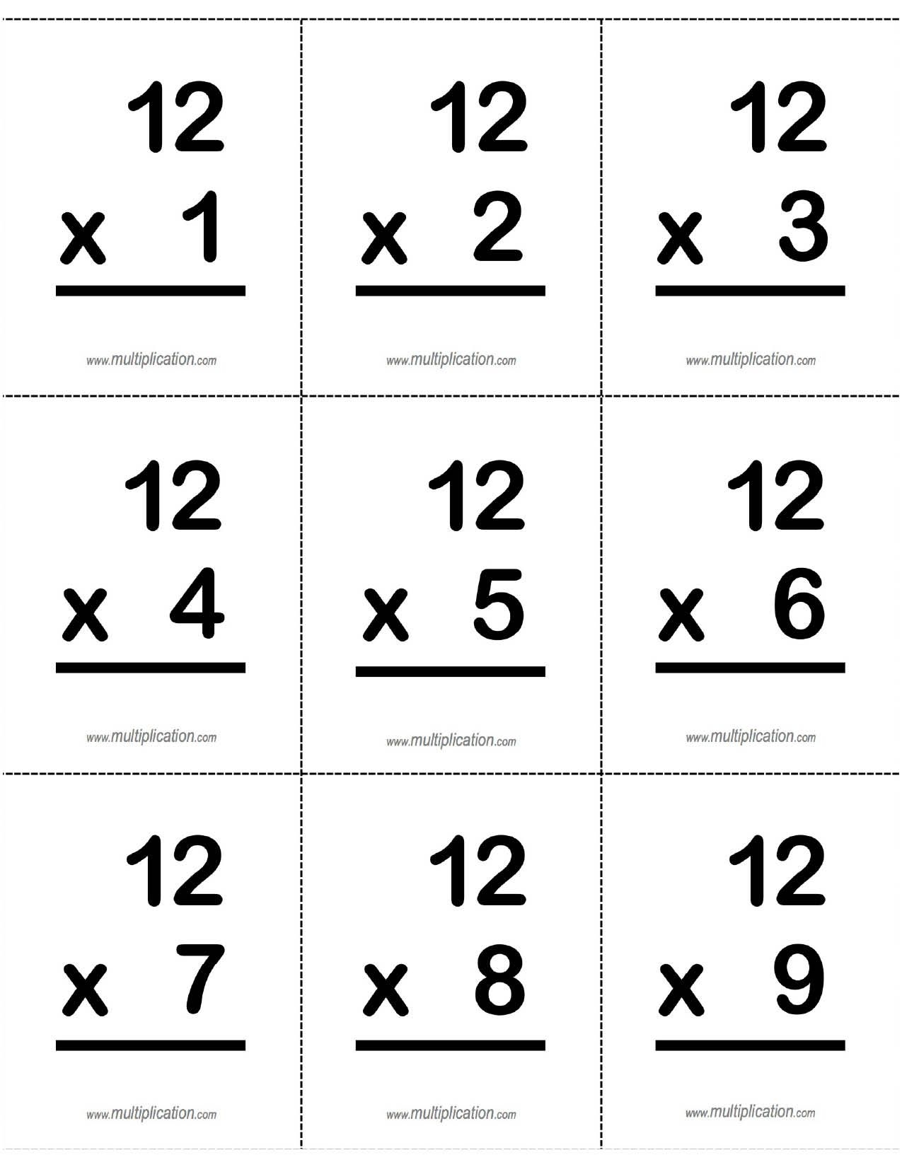 Printable Multiplication Flash Cards 0 12 With Answers On Back 