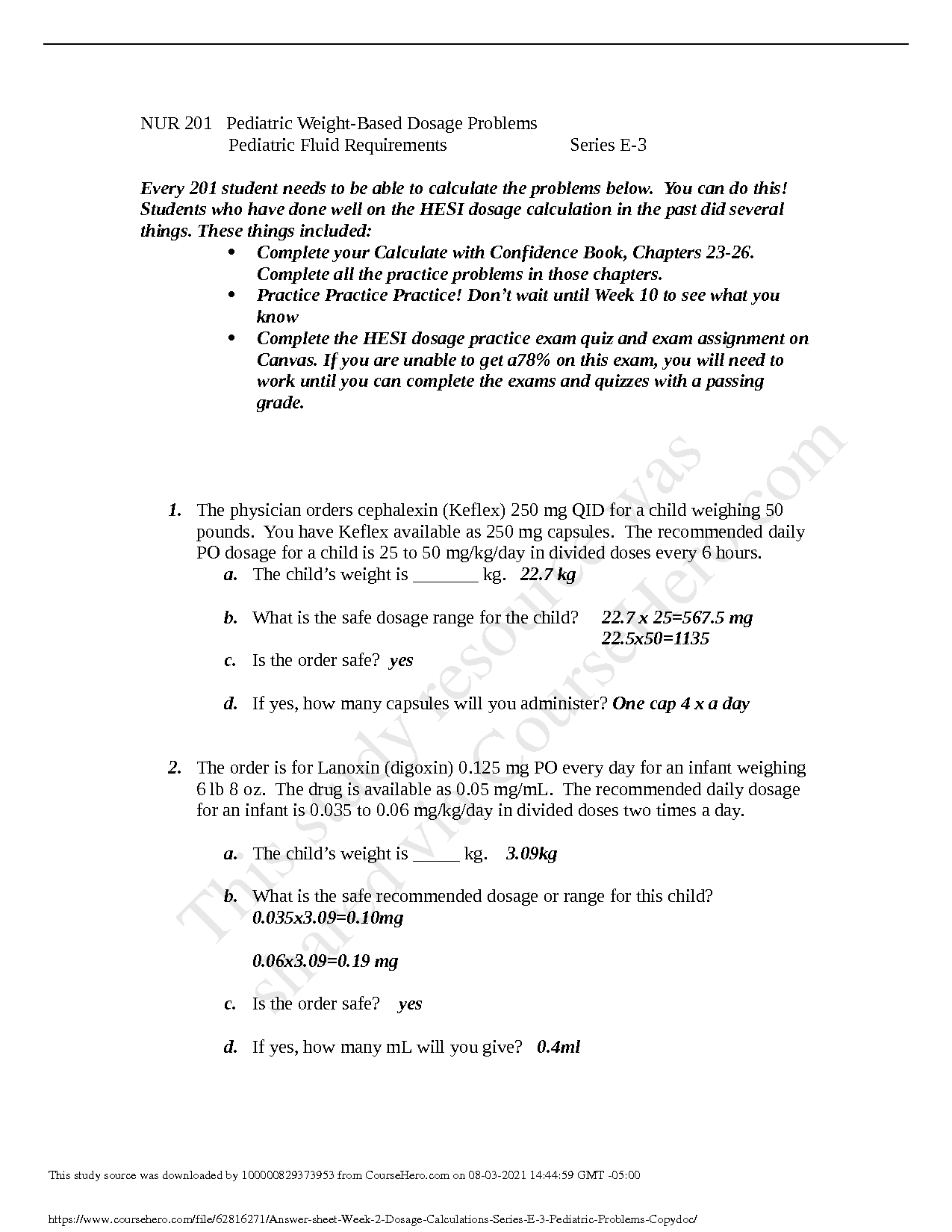 dosage calculation practice worksheet