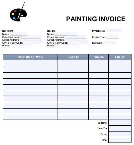 Printable Painting Estimate Forms Printable Forms Free Online