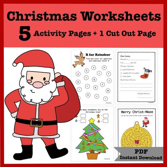kindergarten christmas worksheet activities