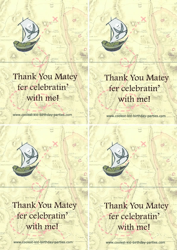 Printable Pirate Foldable Thank You Cards Coolest Free Printables