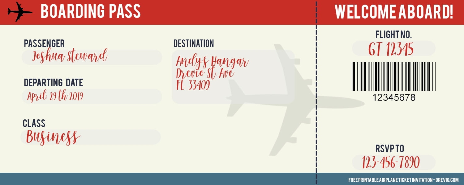 flight ticket invitation template
