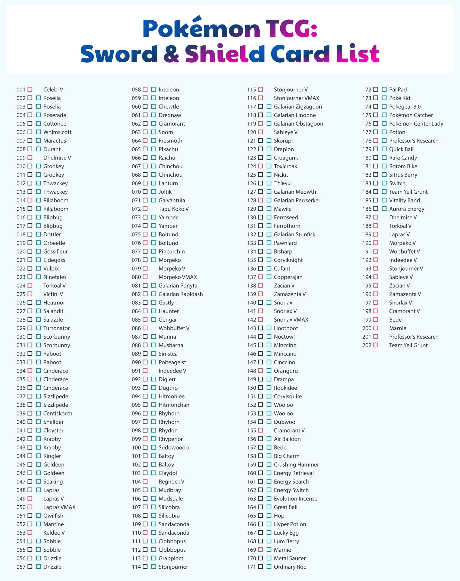 Printable Pokemon Card Checklist Printable JD