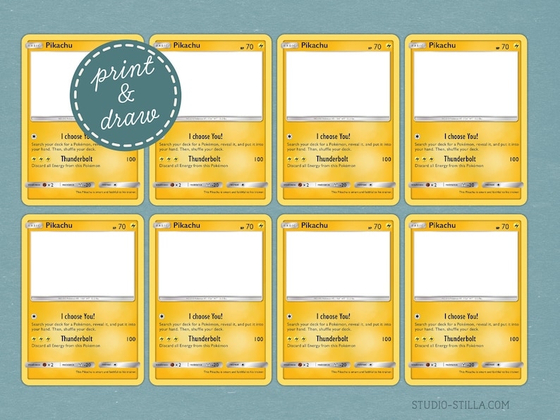 Printable Pokemon Card Templates Multiple Regular Sized Blank Etsy