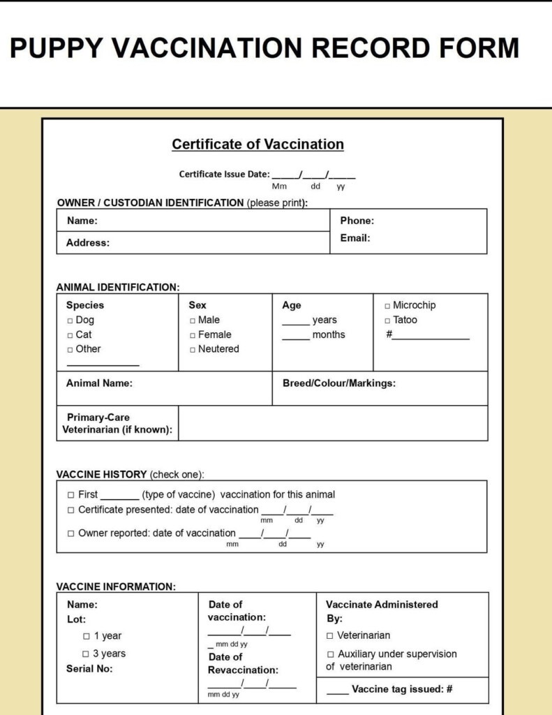 Printable Puppy Vaccination Record Card Pdf Printable Vaccine