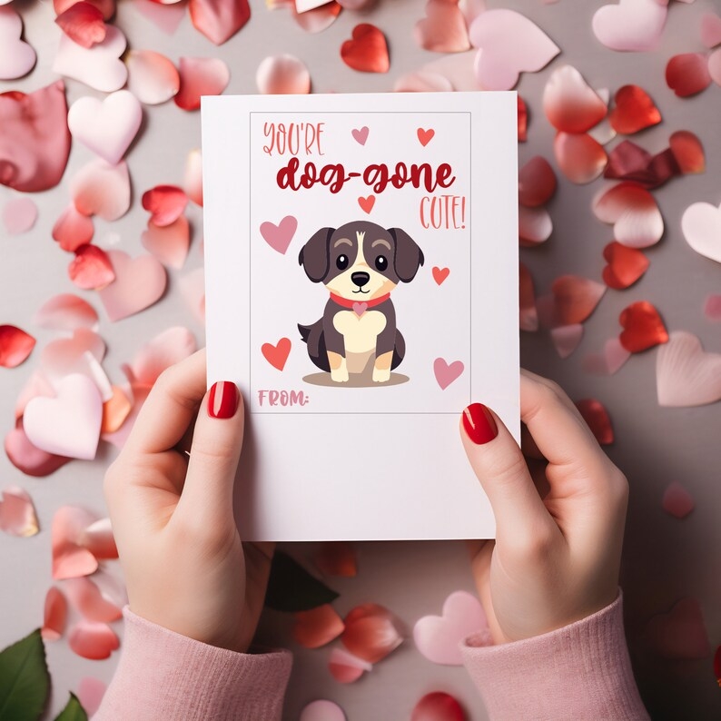 Printable Puppy Valentine Cards Classroom Valentines Day Cards Kids 