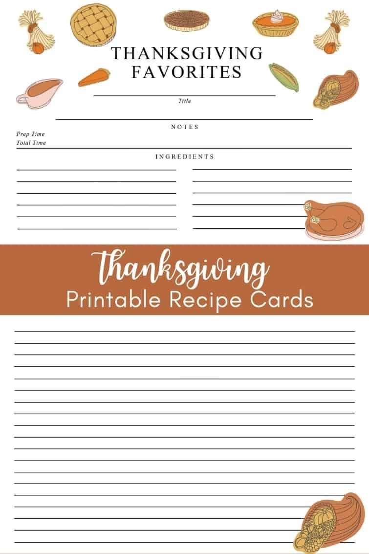 Printable Recipe Cards For Thanksgiving