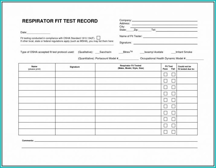 Printable Respirator Fit Test Form Template Eduardomano