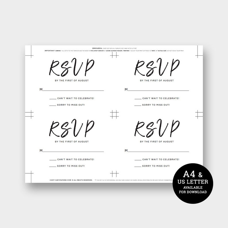 printable rsvp card template
