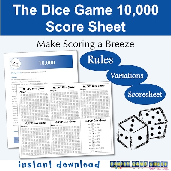 printable board game rules with dice