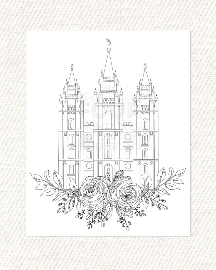 PRINTABLE Salt Lake City Utah LDS Temple Coloring Page PDF Digital