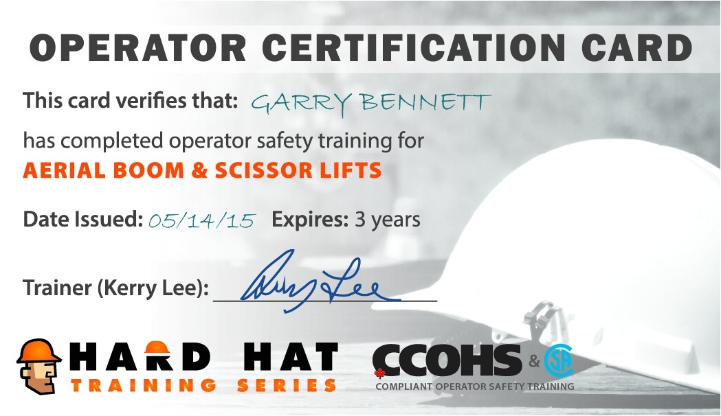printable scissor lift certification card
