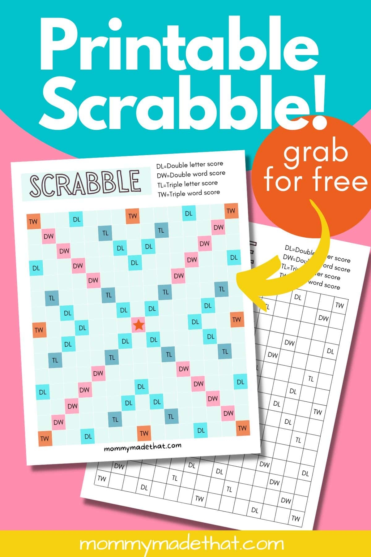 printable scrabble game board free