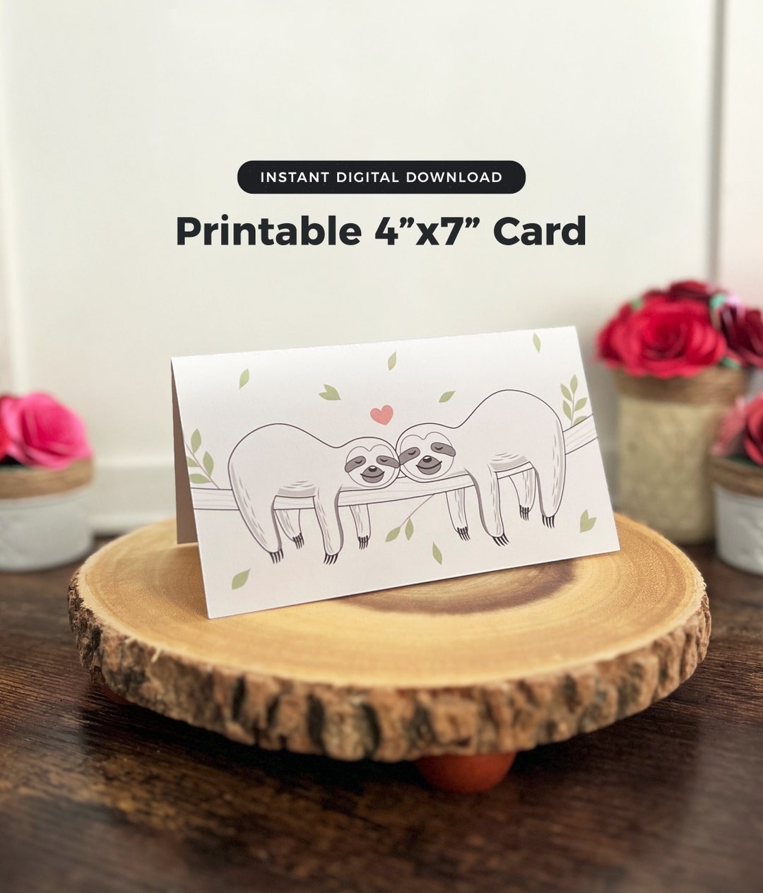 Printable Sloth Card Cute Sloth Card Sloth Birthday Card Cute 
