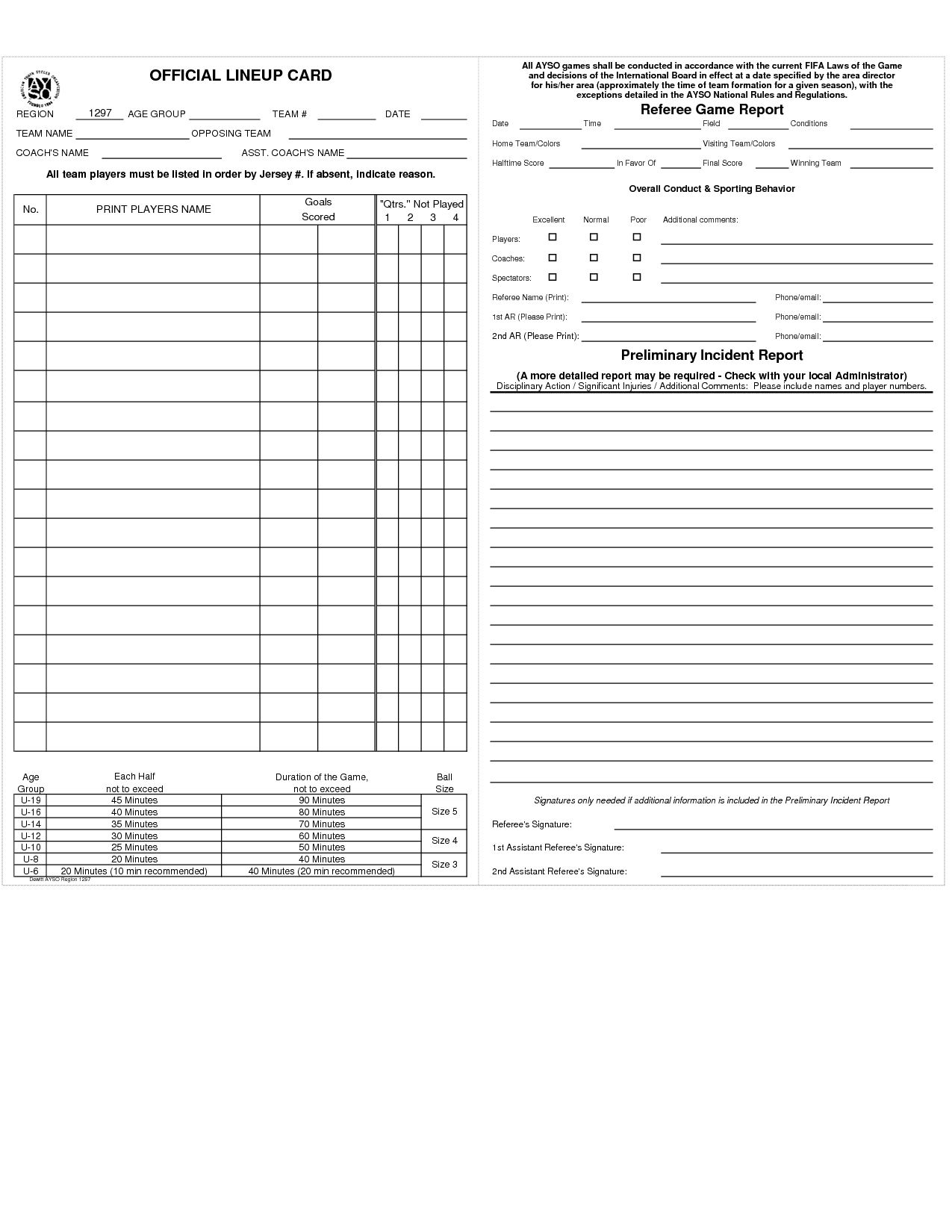 Printable Soccer Referee Game Card Template Printable Templates Free