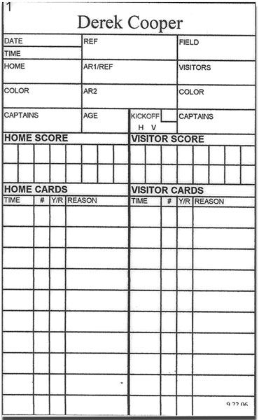 Printable Soccer Referee Game Card Template Printable Templates Free